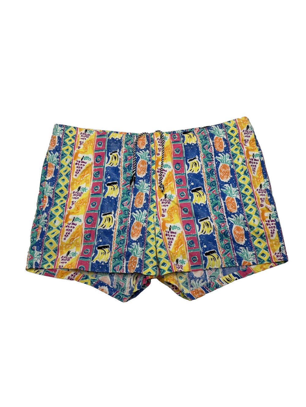 Vintage Jantzen Large Multicolor Tropical Athletic Swim Trunks Shorts P93
